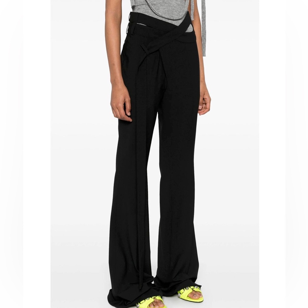 Ottolinger wrap style cutout wide leg trouser wool blend pants 40